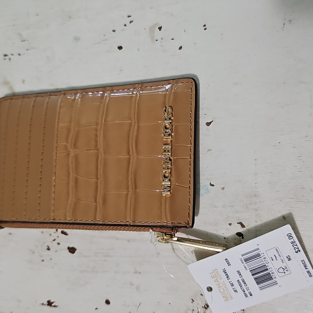 MICHAEL KORS NWT Jet Set Small Crocodile Embossed Leather Card Case.
